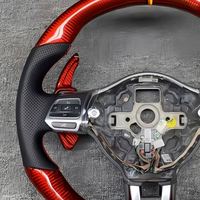 Envío Rápido para Volkswagen Polo Golf 6 GTI R CC MK7 Mk6 Volante de Cuero Perforado de Doble Cara con Fibra de Carbono