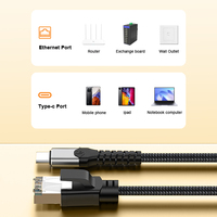 Adaptor jaringan USB Tipe C ke RJ45, 1000Mbps USB C ke RJ45 Gigabit LAN untuk kabel Ethernet untuk Laptop Tablet Desktop-Plug Play tenun eksternal