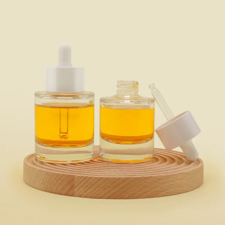 Thick Wall Clear 30ml 50ml Glass Dropper Bottle Heavy Bottom 1oz Glass Cosmetic Toner Pump Serum Bottle For Skincare