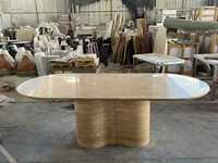 Table console en travertin beige naturel, table d'entrée en pierre de luxe pour couloir, hall d'entrée, maison, hôtel
