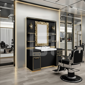 Barbere Station's Best Quality Commercial Modern Wood Barber Shop Salon Furniture From Turkey Origin with New Model and Design - Product Image 3