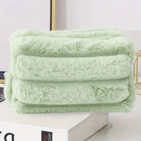 Sac de rangement personnalisé en usine, nouveau modèle, couleur unie, rayures épaisses de haute qualité, couleur bonbon, grande capacité, sac à cosmétiques en peluche