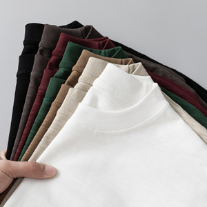 Shinesia Men's Vintage Fit Crewneck Tee Shirt 100% Cotton Anti-Wrinkle <strong>Bamboo</strong> <strong>Fiber</strong> Customizable Logo Design T Shirt - Product Image 1