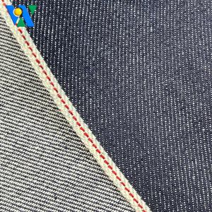 12.3온스 셀비지 데님 원단 다크 인디고 무신축 워프 슬럽 트윌 직조 100% 코튼 데님 원단 롤 중간 두께 도매 - Product Image 1
