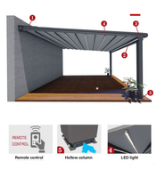 Auvent de toit motorisé électrique en tissu PVC, télécommande, imperméable, pergola rétractable, structure en aluminium bioclimatique pour villa