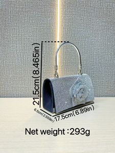 Nouveau Sac à Main en Polyester Transfrontalier, Entièrement Orné de Strass, Chaîne Florale, Petit Sac Carré à Bandoulière, Utilisation Quotidienne, Camélia Frais Tanjing - Product Image 5