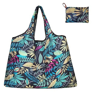 Bolsa de la compra de poliéster plegable con logotipo personalizado Bolsas de comestibles personalizadas impermeables Estampados de animales Color personalizado OEM/ODM - Product Image 1