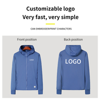 Veste de protection solaire respirante pour homme avec logo personnalisé, séchage rapide, anti-UV, légère, à fermeture éclair intégrale, pour sports de plein air