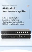 Divisor de Pantalla Cuádruple Hardrock Metal Ultra-clear para Señales 4K60, para Monitoreo y Composición de Pantallas