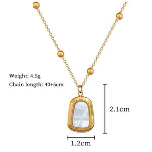 Collar con colgante de concha cuadrada de acero inoxidable a la moda para mujer, joyería de cadena clavica - Product Image 6