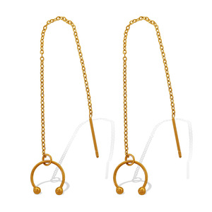 <b>Clip</b>-on Earrings Gold Long Tassel U-shaped Geometric Design For Women Party Jewelry - Product Image 5