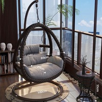 Fauteuil suspendu en rotin pour intérieur/extérieur, balançoire à bascule, design contemporain, coussin imperméable pour chambre, cour et salon