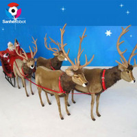 Model taman hiburan Zigong keluaran baru dekorasi Natal rusa animatronik ukuran kehidupan serat kaca robot rusa untuk Natal