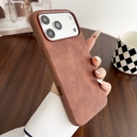 Étui de téléphone en cuir PU de qualité supérieure en peau d'agneau pour iPhone 18 Pro Max 17 16 15 avec bouton métallique