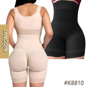 LANGQIN High Waist Lace Shapewear Shorts Tummy Control Butt Lifting Body Shaper <b>Underwear</b> - Product Image 1