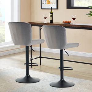 Sillas de Bar tapizadas altas giratorias modernas Taburetes de Bar de altura de mostrador ajustables Juego de <span class=keywords><strong>2</strong></span> con respaldo de terciopelo para isla de cocina - Product Image 6