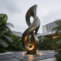 Sculpture en bronze moderne abstraite symbole de l'infini pour cours et parcs extérieurs