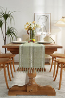 Chemin de Table Style ferme rustique, 1 pièce, Style Boho, avec pompon fait à la main