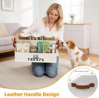 Boîte de rangement pour friandises pour animaux de compagnie à compartiments trapézoïdaux avec poignée et design pliable pour friandises pour chiens