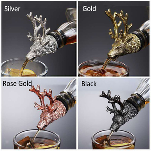 Hươu đầu chai rượu vang <span class=keywords><strong>pourer</strong></span> và Stopper quà tặng sinh nhật thép không gỉ động vật rượu bắn rượu vang Aerator chai rượu vang <span class=keywords><strong>pourer</strong></span> - Product Image 2