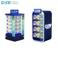 Expositor de Nicotina Acrílico con Iluminación LED de 5 Niveles, Fabricado en Vietnam por DSP, con Panel Lateral con Impresión UV y Logotipo Personalizado