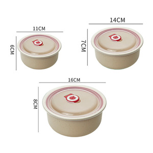 Boîte de conservation alimentaire scellée en fibres végétales de qualité alimentaire, design minimaliste, trois pièces, avec couvercle en <span class=keywords><strong>paille</strong></span> de blé et bol compartimenté pour réfrigérateur - Product Image 6