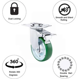 PU/6inch Medium Heavy Duty Stahl kern rollen Rad rollen Schwenkbare obere Platte Gewindes tiel für Möbel der Automobili ndustrie - Product Image 3