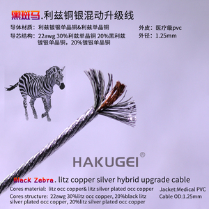 Câble audio coaxial hybride cuivre-argent Black <span class=keywords><strong>Zebra</strong></span> Litz avec blindage combiné pour haut-parleur, moniteur, mise à niveau DIY (OD 1,4 mm) - Product Image 2