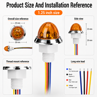 Luz LED de 1.25 Pulgadas Tipo Sandía, 12V 24V, Roja y Ámbar, para Camiones y Remolques, Luz de Posición Lateral