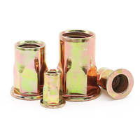 Mur Baut Sisipan Pabrik M6 Kecil Countersunk Setengah Heksagonal Rivet Nut Baja Karbon Lapis Seng Kuning 1000pcs/kantong M6*15.5