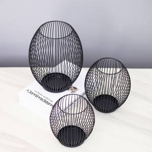 金属製キャンドルスティック,クリエイティブレトロなホームデコレーション黒幾何学的錬鉄製 - Product Image 5