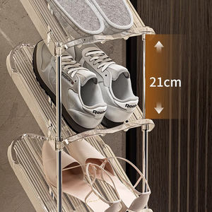 Schoenenrek Opbergdozen Planken Roestvrijstalen Standaard Beugel Plastic Smal Stapelbaar 6 Lagen Schoenen Organisatoren - Product Image 4