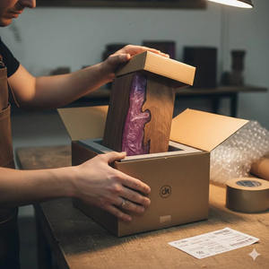 Urna Funeraria Rectangular de Madera con Diseño de Resina Epoxi, Recién Llegada - Product Image 6