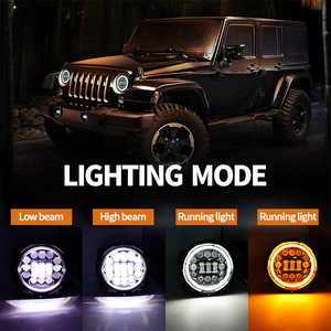 Phare led rond de 7 pouces, feux de croisement et de route, yeux d'angle blancs et ambrés, DRL, clignotant, pour <span class=keywords><strong>jeep</strong></span> <span class=keywords><strong>wrangler</strong></span> - Product Image 3