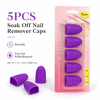 Capsules de retrait de vernis à ongles en gel de silicone souple, réutilisables et portables, 5 pièces, avec logo personnalisé, outils de manucure et de beauté