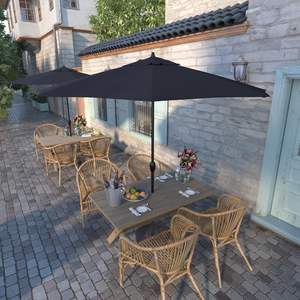 Paraguas <span class=keywords><strong>de</strong></span> aluminio moderno para patio <span class=keywords><strong>de</strong></span> 9 'Rd para tela, elevador <span class=keywords><strong>de</strong></span> inclinación automática, manivela, poste <span class=keywords><strong>de</strong></span> bronce para patio - Product Image 2