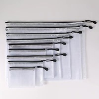 Precio de fábrica Transparente A3 A4 A5 A6 Bolsa impermeable duradera Bolsa de malla de plástico de PVC Organizador de documentos Carpeta de archivos con cremallera