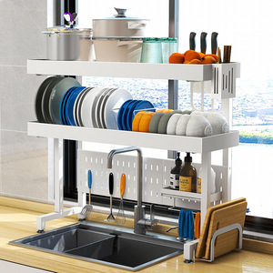 Stainless Steel Sink Storage Rack Double Layer Dish Drainer Kitchen Countertop Organizer 304 Steel L Size - Product Image 4