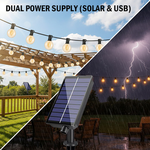 Guirlande lumineuse LED étanche IP44 toutes saisons G40 solaire pour extérieur, jardin, patio - Product Image 2