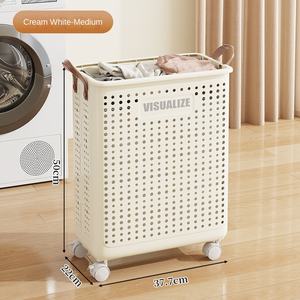 Panier à linge pliable avec roulettes, grande capacité, <span class=keywords><strong>bac</strong></span> à linge roulant, <span class=keywords><strong>bac</strong></span> de rangement portable pour salle de bain, chambre à coucher, maison, hôtel - Product Image 6