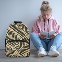 Sac à dos léger pour étudiant de 17 pouces imprimé feuilles de coco avec poche avant zippée pour les déplacements quotidiens