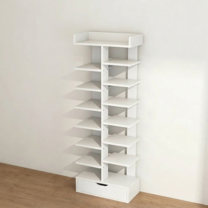 Étagère à chaussures d'angle en bois moderne, durable, multifonctionnelle, peu encombrante, empilable et écologique, 7 niveaux, pour le salon - Product Image 1
