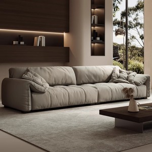 Sofá Recto Minimalista Italiano de Cuero de Grano Superior con Diseño de Oreja de Elefante para Sala de Estar, Directo de Fábrica Foshan - Product Image 2