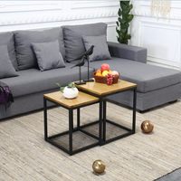 Table basse moderne à 3 niveaux, durable, avec plateau en pin massif et structure en fer, table gigogne pour la maison, l'appartement, l'hôtel, usage commercial