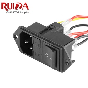 KC CE Rohs 10A 250V AC Inlet with 4pin Rocker Switch Red Light C13 C14 AC <strong>Power</strong> <strong>Socket</strong> with <strong>Double</strong> Fuse Holder - Product Image 3