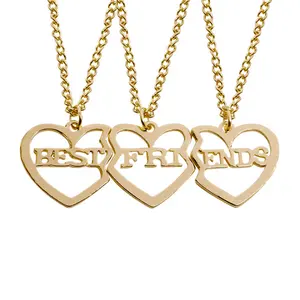 ZRM 3 Pcs/Set Best Friends Necklace Heart Shaped Pendant BFF Necklaces Friendship Choker For Women Girls Sisters Chains Necklace