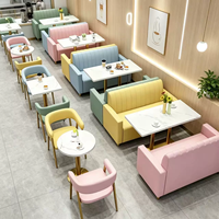 Combinaison Table-Chaise de Restaurant Commercial Personnalisable, Design Moderne, Construction en Bois Durable, Rose, pour Cafés et Fast-Food