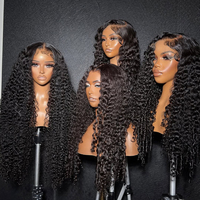 Rambut Vietnam Mentah Wig Keriting Burma Kepadatan 200 Wig Lace Front HD 13x4 untuk Wanita Kulit Hitam Amerika Wig Rambut Asli Grosir