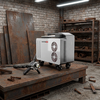 Machine de nettoyage au laser à fibre pulsée industrielle HANTENCNC 200W 300W, refroidissement par air, élimination de la rouille, décapage de la peinture pour métal, pierre, bois