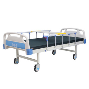 Lit médicalisé manuel à manivelle simple 331 blanc et bleu pour usage domestique des personnes âgées et des patients - Product Image 1